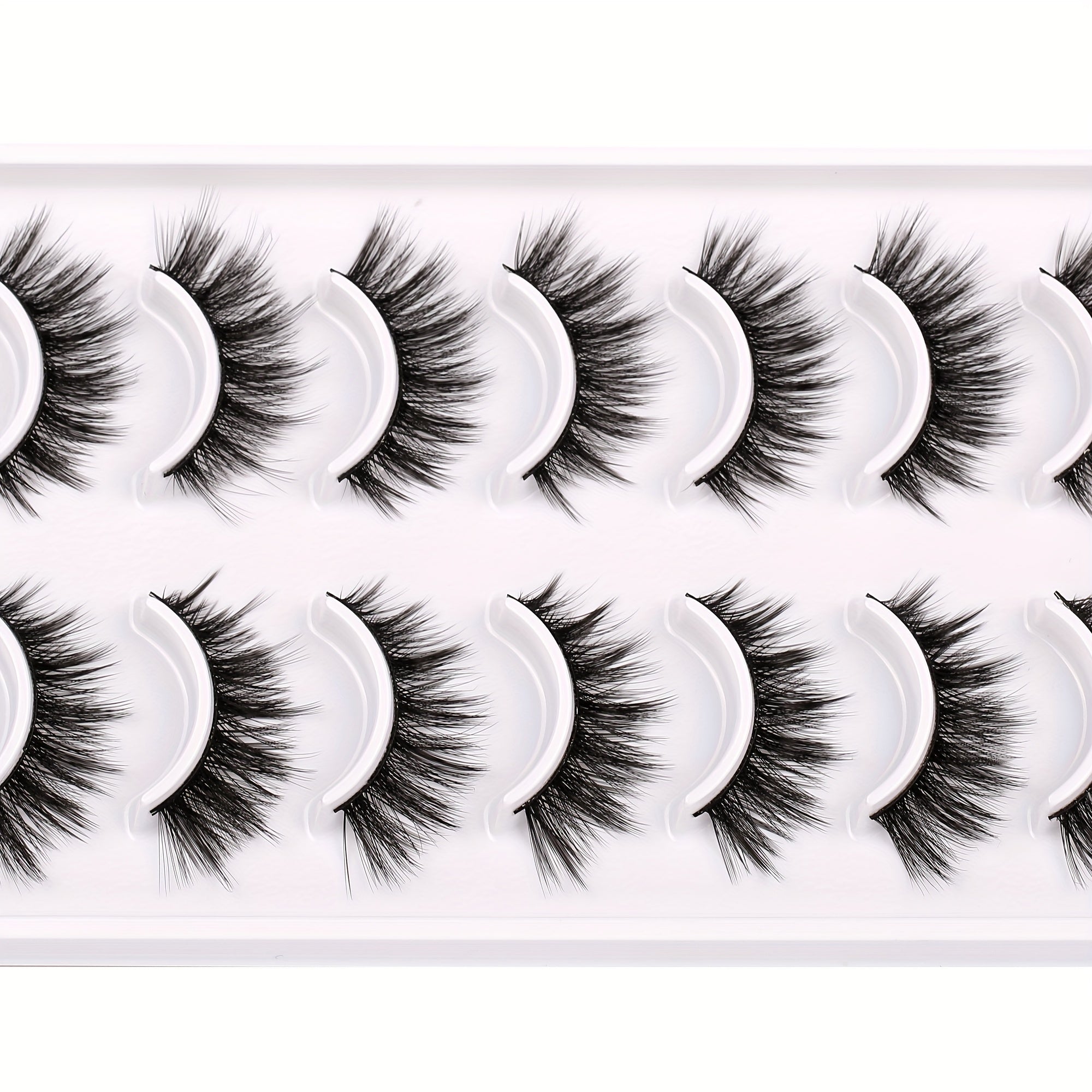 10 Pairs 3D Cat Eye False Eyelashes Faux Mink Lashes Fluffy Strip