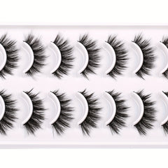 10 Pairs 3D Cat Eye False Eyelashes Faux Mink Lashes Fluffy Strip