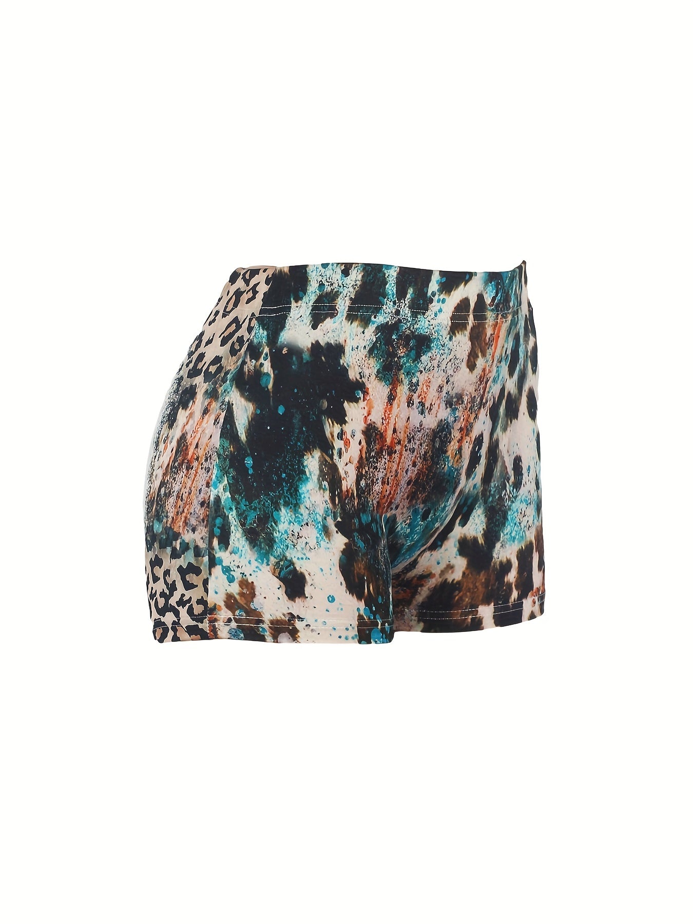 Anchor & Leopard Print Skinny Shorts