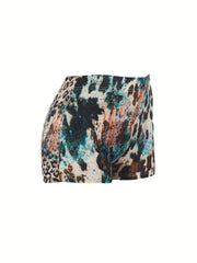 Anchor & Leopard Print Skinny Shorts