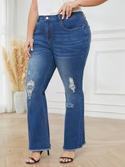 Ombre Ripped High Rise Flared Leg Jeans