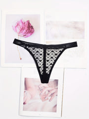 6pcs Heart Print Mesh Thongs Women's Lingerie & Underwear