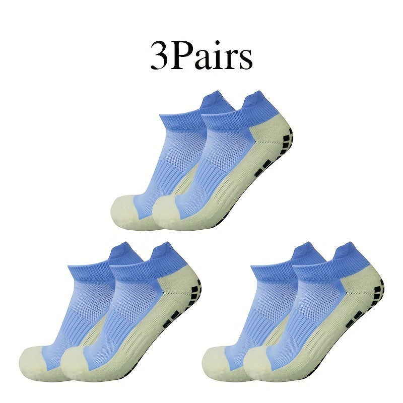 3Pairs Outdoor Breathable Sweat Absorbing Soccer Socks with Non-Slip Silicone