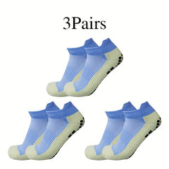 3Pairs Outdoor Breathable Sweat Absorbing Soccer Socks with Non-Slip Silicone
