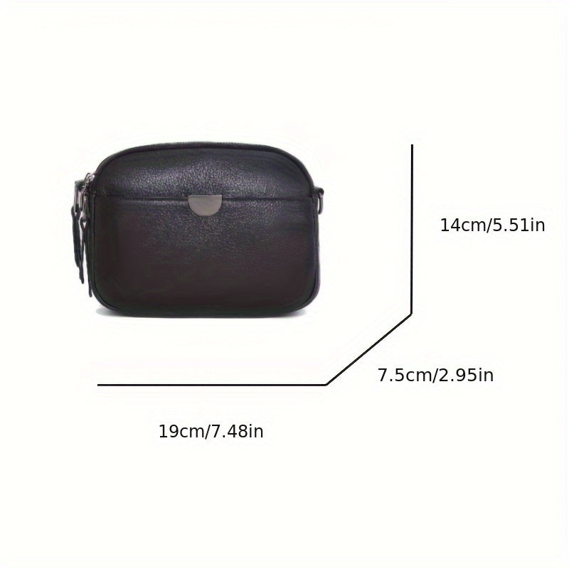 Vintage Style Leather Crossbody Bag with Detachable Strap
