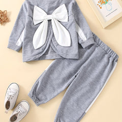 Girls Bow Sweatshirt & Crop Top Pants Set