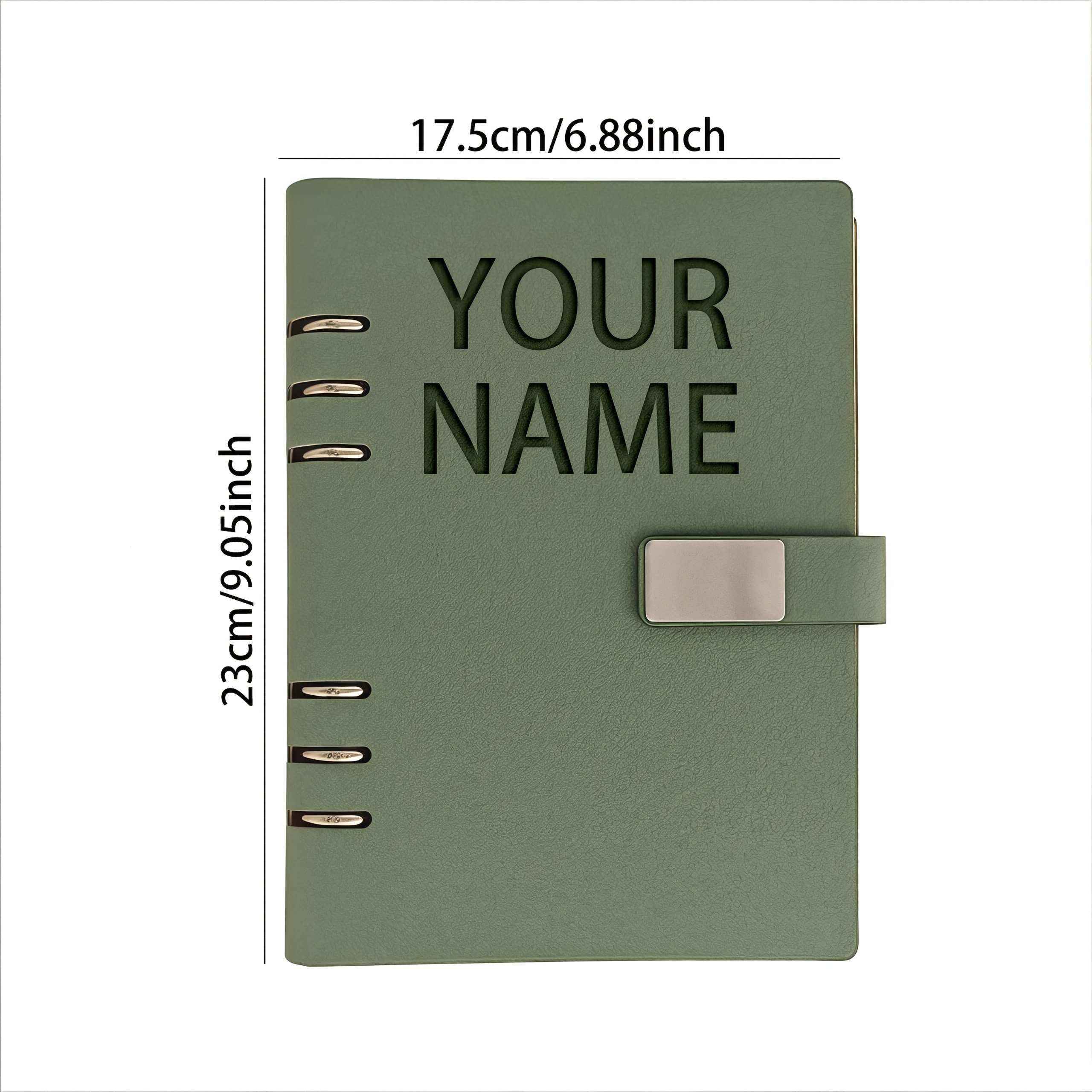 Personalized A5 PU Leather Notebook Embossed Name Glossy Finish 5 Colors