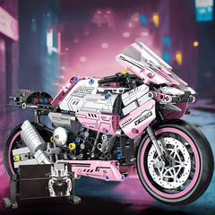 2710pcs Pink Motorcycle Building Block Set Stylish Toy Model Realistic Details