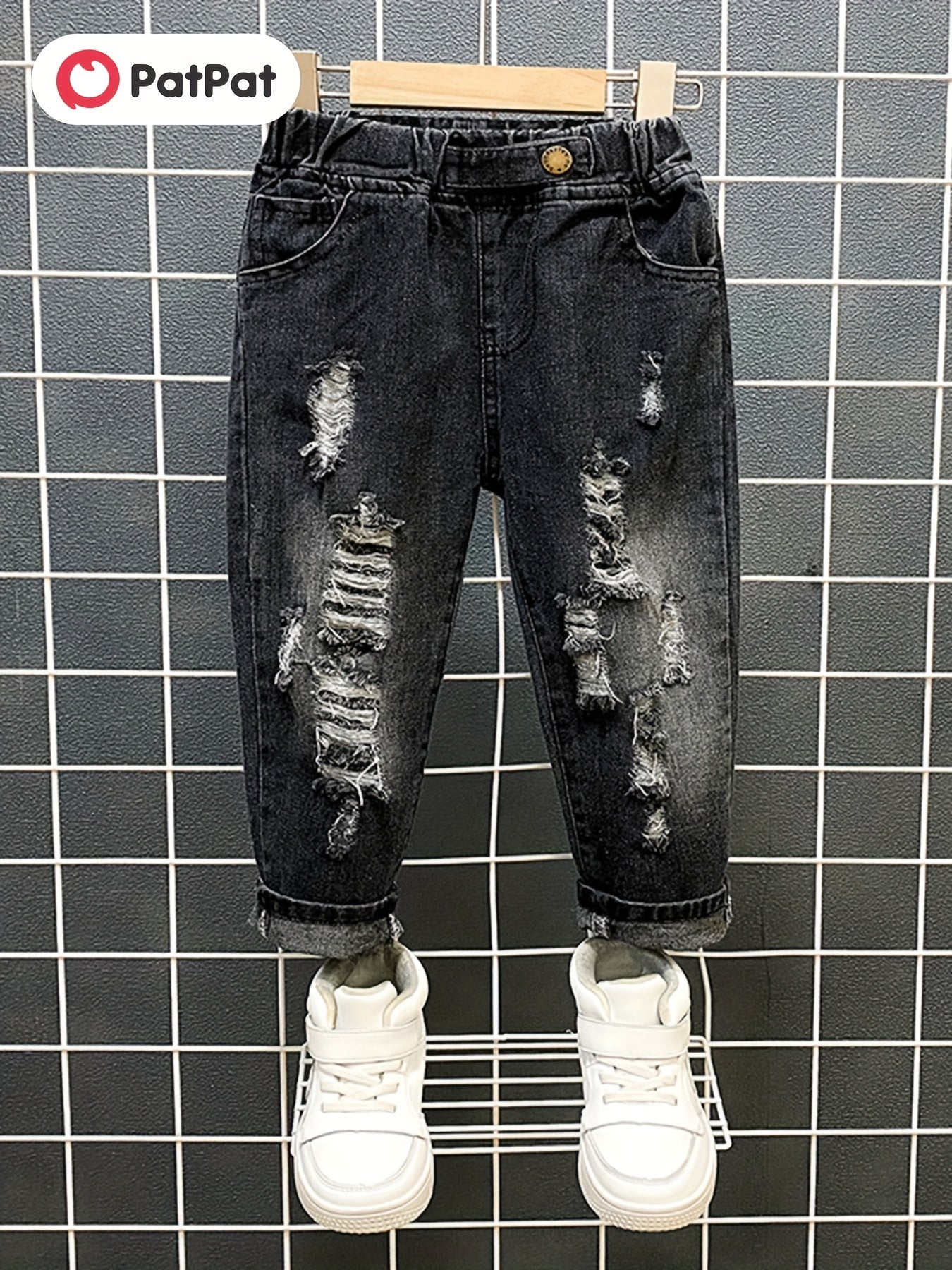Boys Ripped Denim Long Pants Spring Autumn Outdoor