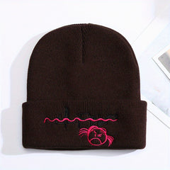 Lil Peep Cartoon Embroidery Knit Hat Outdoor Warm Pullover Hip hop Cold Hat