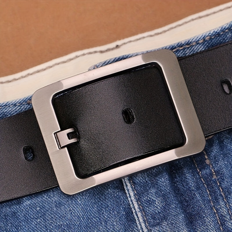 Men's Leather Business Casual Belt Classic Pants With Pin Buckle