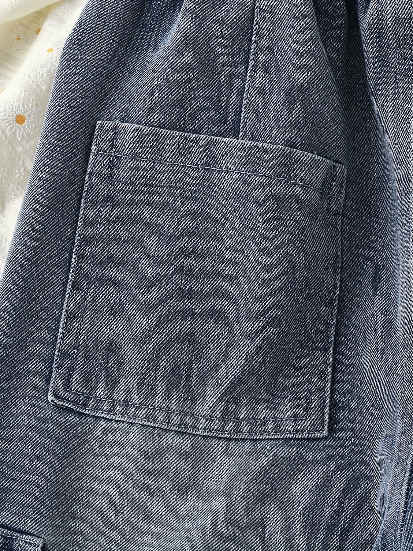 Girls Casual Baggy Fit Cargo Jeans Wide Leg Denim Pants