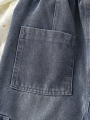 Girls Casual Baggy Fit Cargo Jeans Wide Leg Denim Pants
