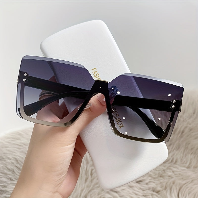 Square Rimless Sunglasses Gradient UV400 Sun Shades for Summer Travel
