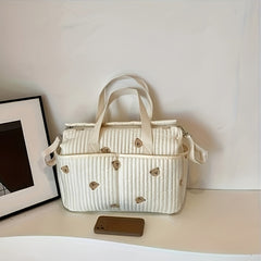 Multifunctional Large Capacity Mommy Bag for Strollers with Print