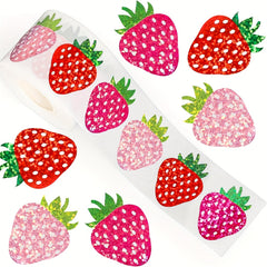Sparkling Strawberry Stickers Red Pink Fruits for Crafts Party Deco