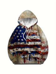 American Flag Print Hoodies For Men Graphic Hoodie Comfy Loose Hooded Pullover