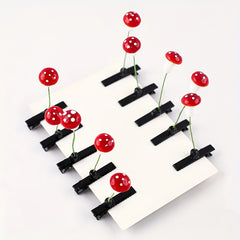 10pcs Red Mushroom Hair Clips Glossy Mixed Colors Antennae Party Favors