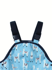 Cartoon Animal Print Rain Overalls for Girls