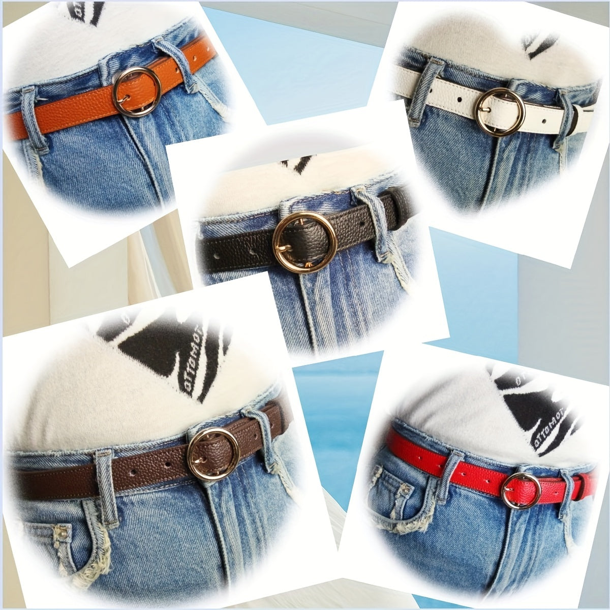 Double Layered Circular Needle Buckle Belt