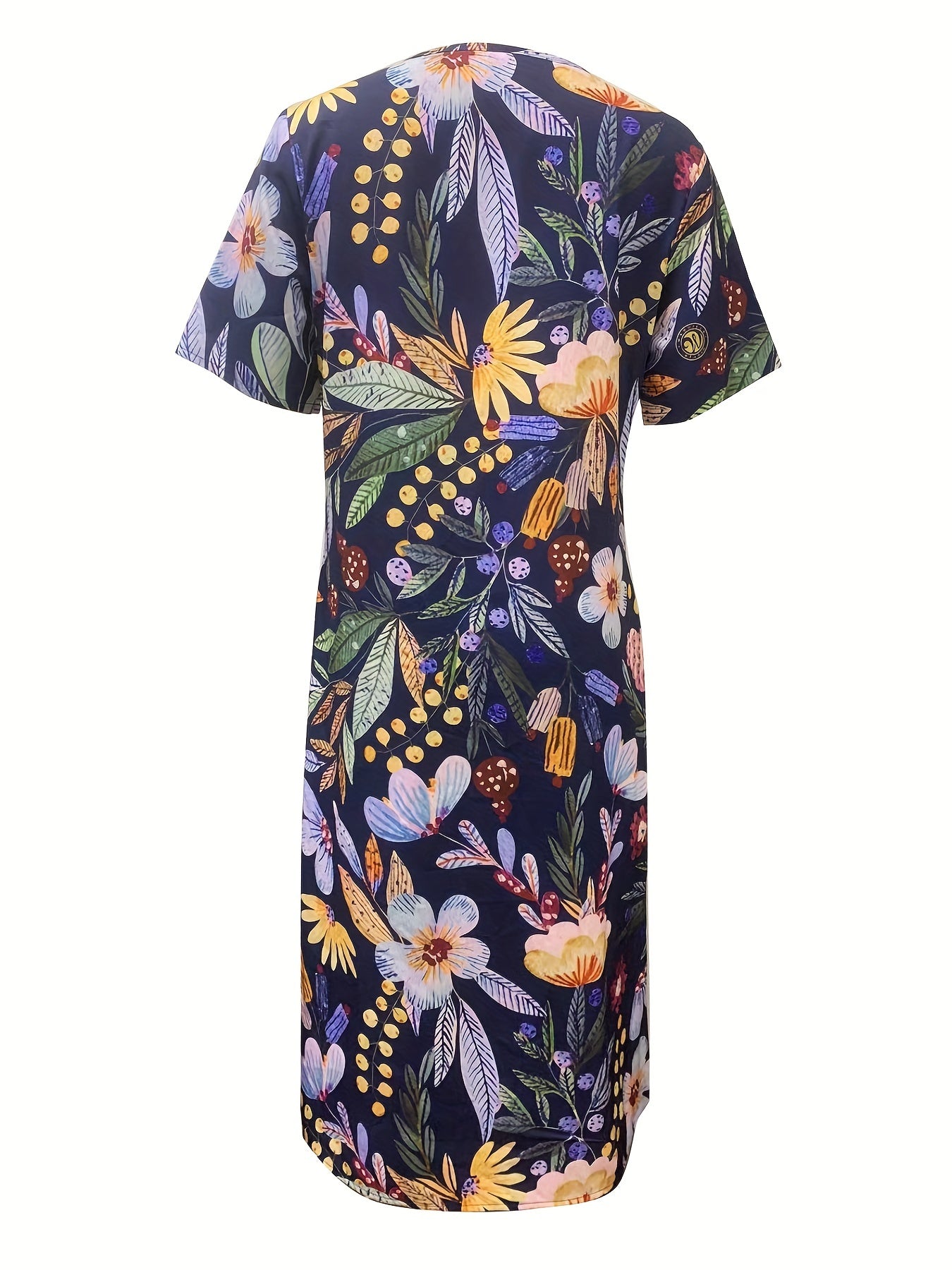 Floral Print Ruched Dress with Pockets