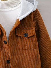 Boys Button Down Hoodie Jacket Kids Spring Fall