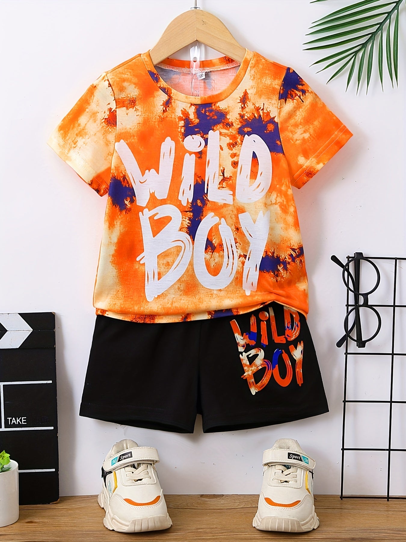 Boys Tie Dye Casual Outfit Round Neck T shirt & Shorts Kids Summer Clothes Sets