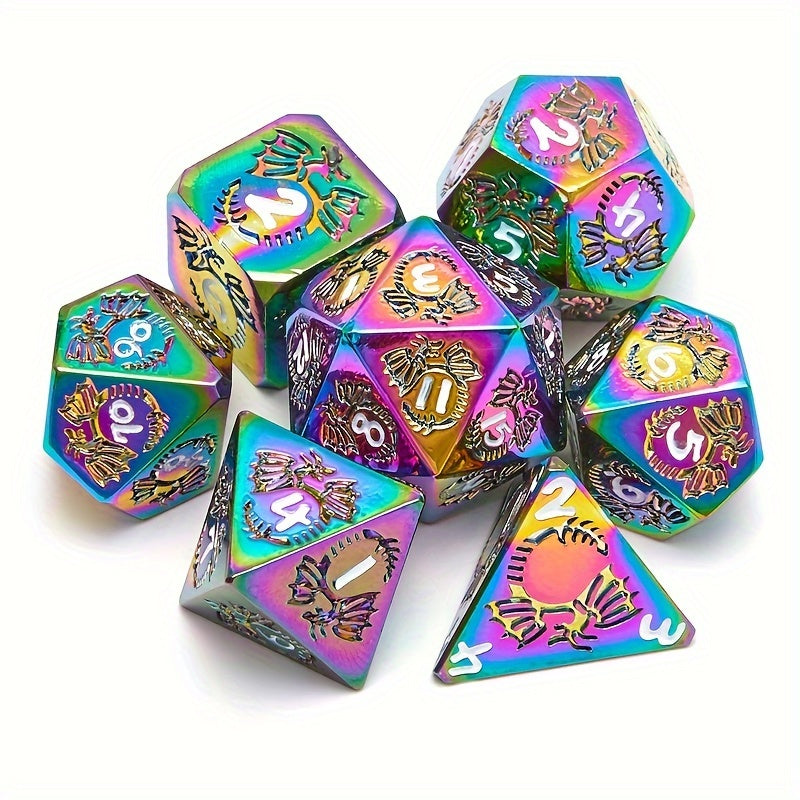 7pcs Metal Solid Polyhedral Dices For Role Playing Board Games