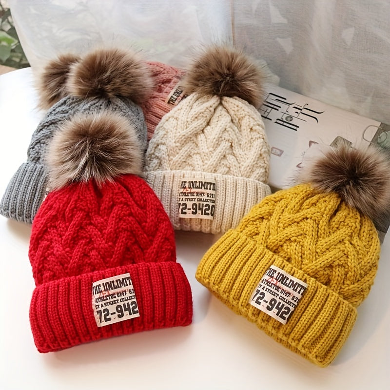 Baby Hat Autumn Winter Kids Knitted Hat Thick Plus Velvet Woolen Hat