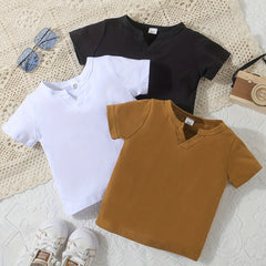 Baby V Neck T Shirts 3pcs Set Kids Comfy Casual Pullover Top