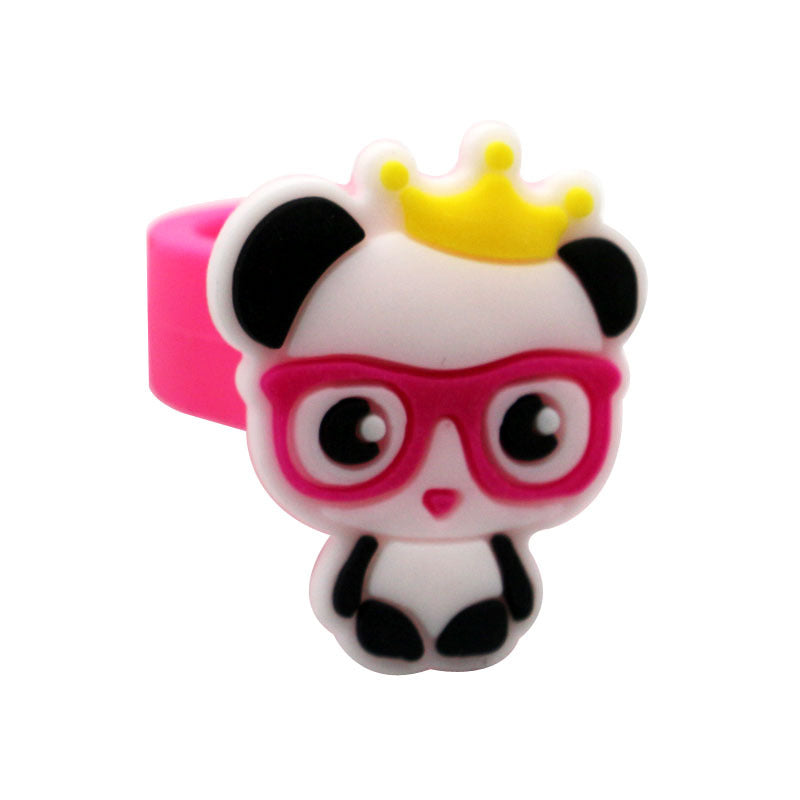 12 Girls Kids Pop Panda Rings Pack