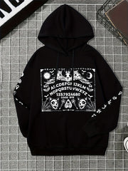 Skull Print Drawstring Hoodies Gothic Long Sleeve Sweatshirt