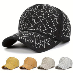 Rhinestone Letter Baseball Cap Adjustable Dad Hat Hip Hop Sun Hat