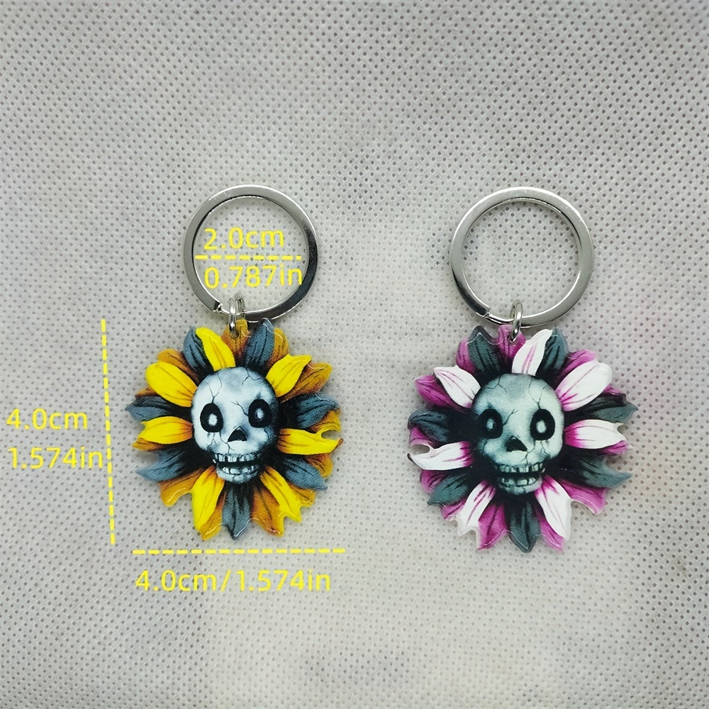 Skeleton Flower Keychain Key Ring for Men Women Handbag Car Key Pendant