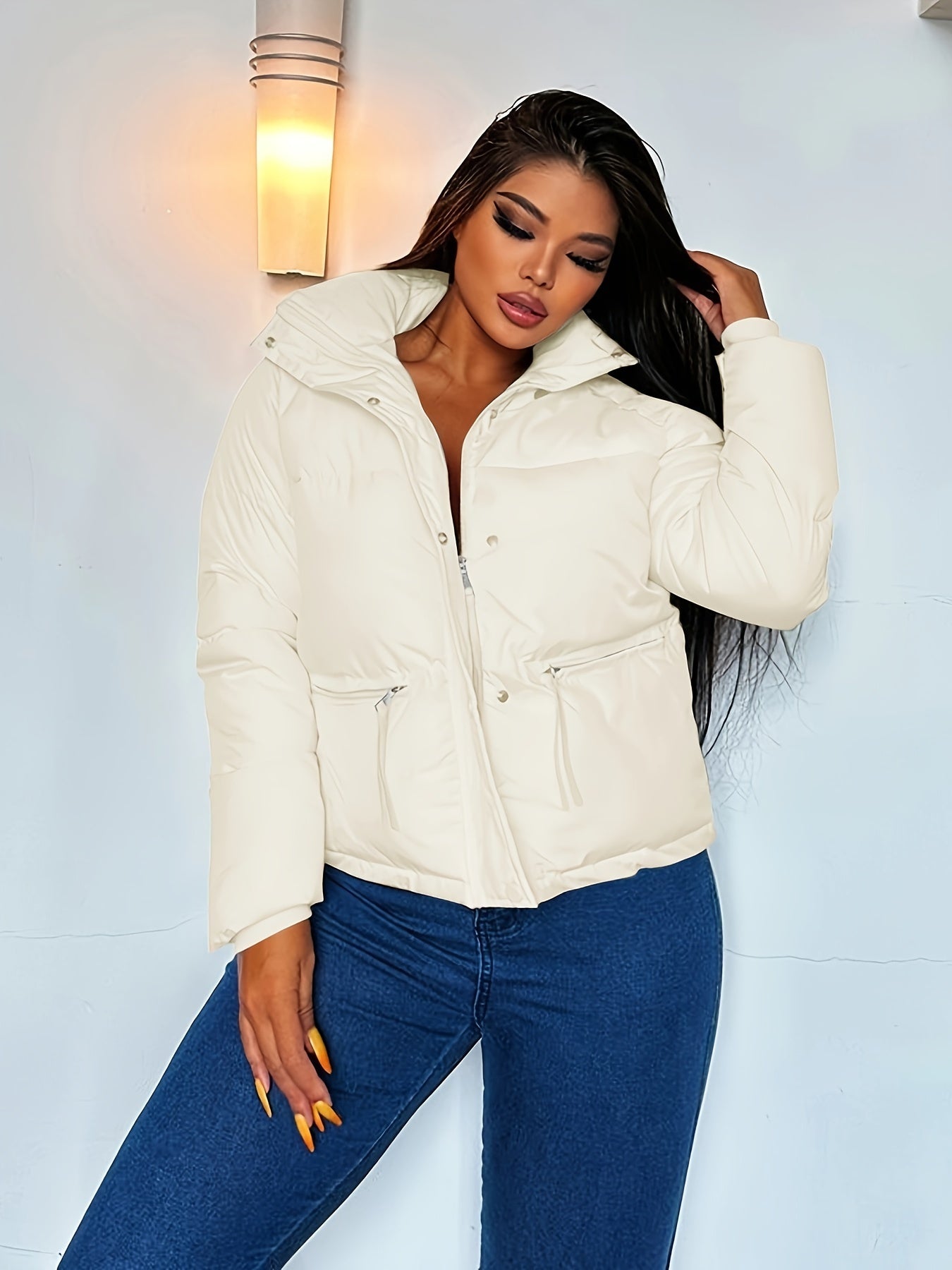 Warm Puffer Jacket Stand Collar Women's Clothing