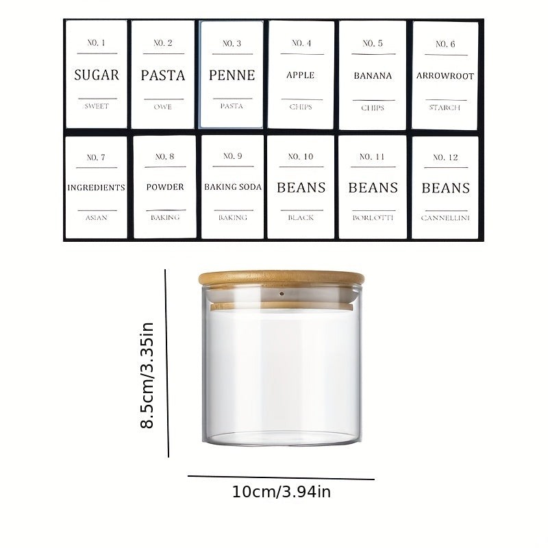 750ML Glass Storage Jar Sealed Jar With 12 Food Labels