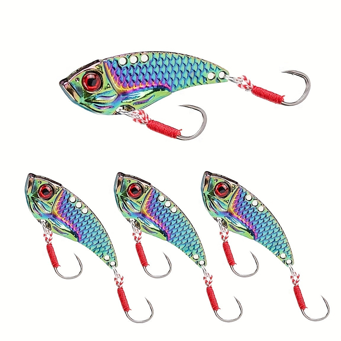Colorful Vib Lure Dragon Scale Zinc Alloy Stripe Curled Mouth 3g-10g