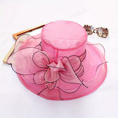 Double Layer Organza Derby Hat French Style Vintage Travel Beach