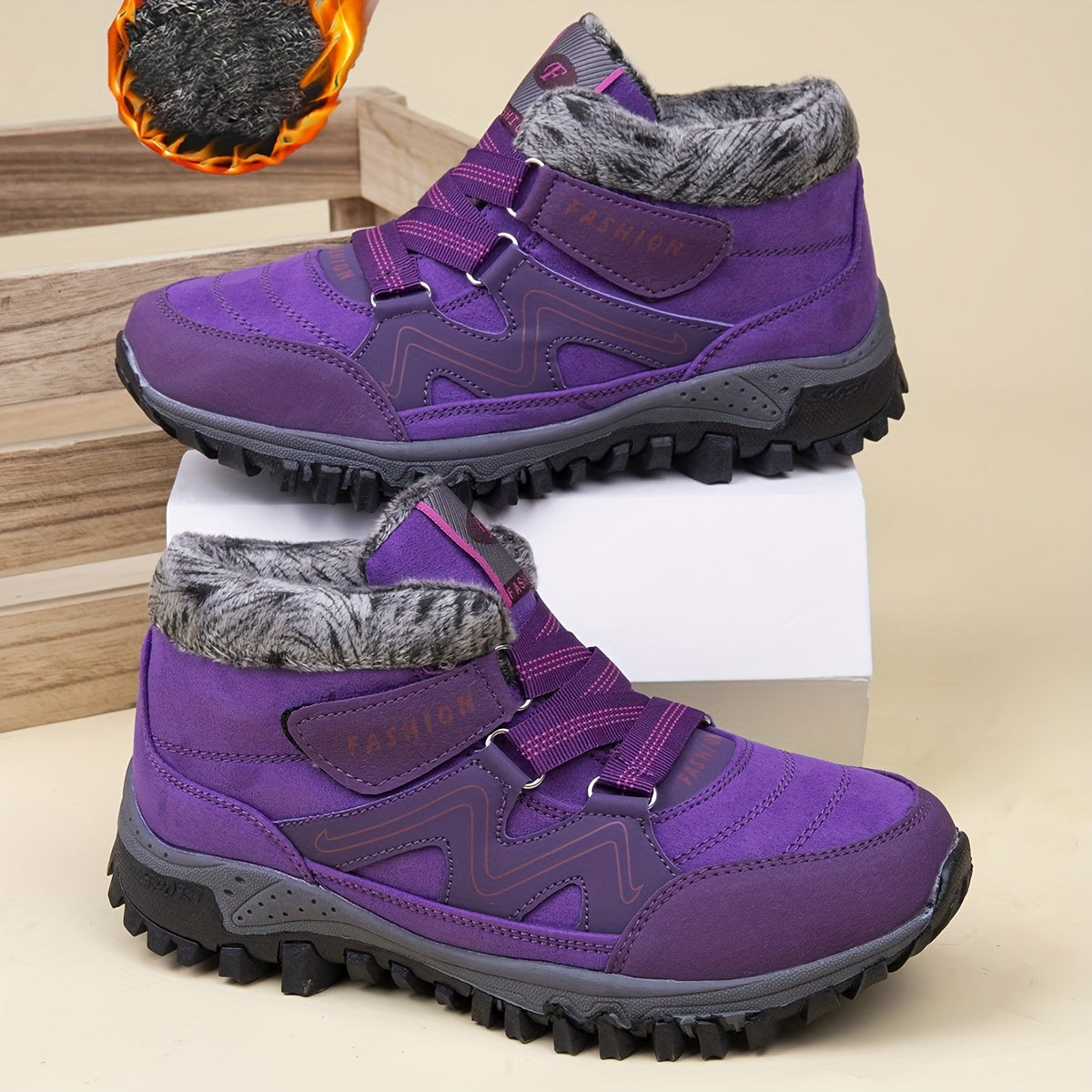 Thick Sole Warm Hiking Boots Non slip Low Top Outdoor Shoes