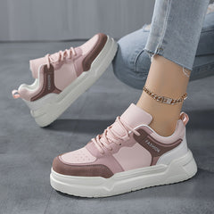 Women's Faux Leather Chunky Sneakers Casual Skate Shoes for Outdoor Sports