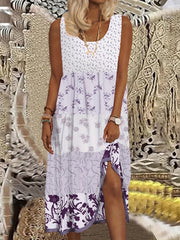 Colorblock Floral Print Tank Dress