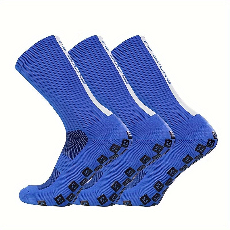 3 Pairs Men's Mid Calf Sport Socks Absorb Sweat Comfy Breathable Socks