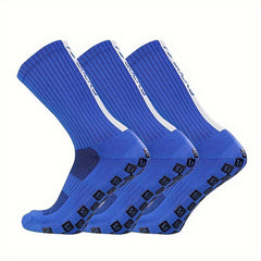 3 Pairs Men's Mid Calf Sport Socks Absorb Sweat Comfy Breathable Socks