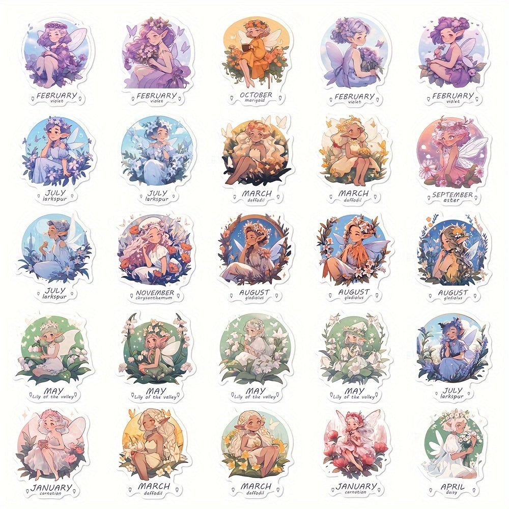50pcs Flower Elf Stickers For Luggage Notebook Decor