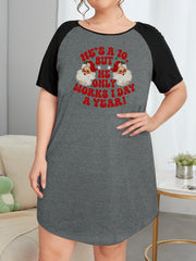 Christmas Nightdress Women's Santa Slogan Print Tee Sleep Dress