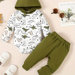 Baby Boy's Dino Hoodie Sweatshirt & Pants Set