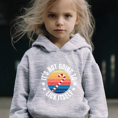 Candy Cane Pattern Long Sleeve Hooded Sweatshirt Girls