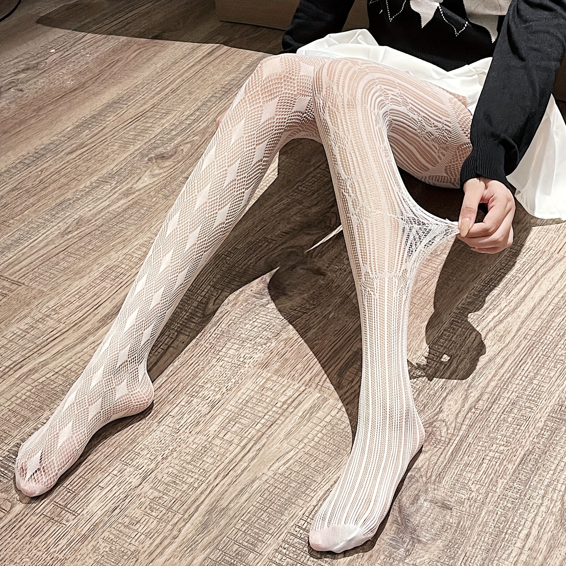 Argyle Pattern Fishnet Tights High Waist Mesh Pantyhose