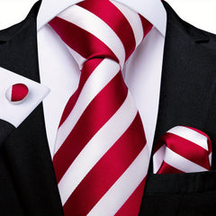 DiBanGu Men's Wine Red Paisley Tie Set for Wedding
