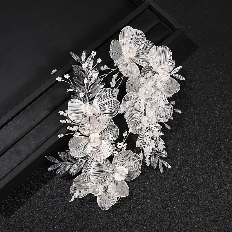 Bridal Wedding Headband Flower Faux Pearl Hairpin Hair Accessories